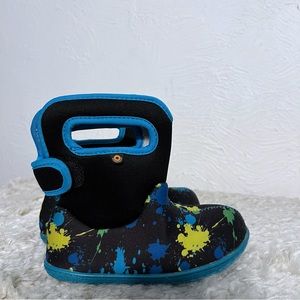 Bogs Toddler Classic Winter Boots Faux Fur Blue Splat Paint Sz 10
